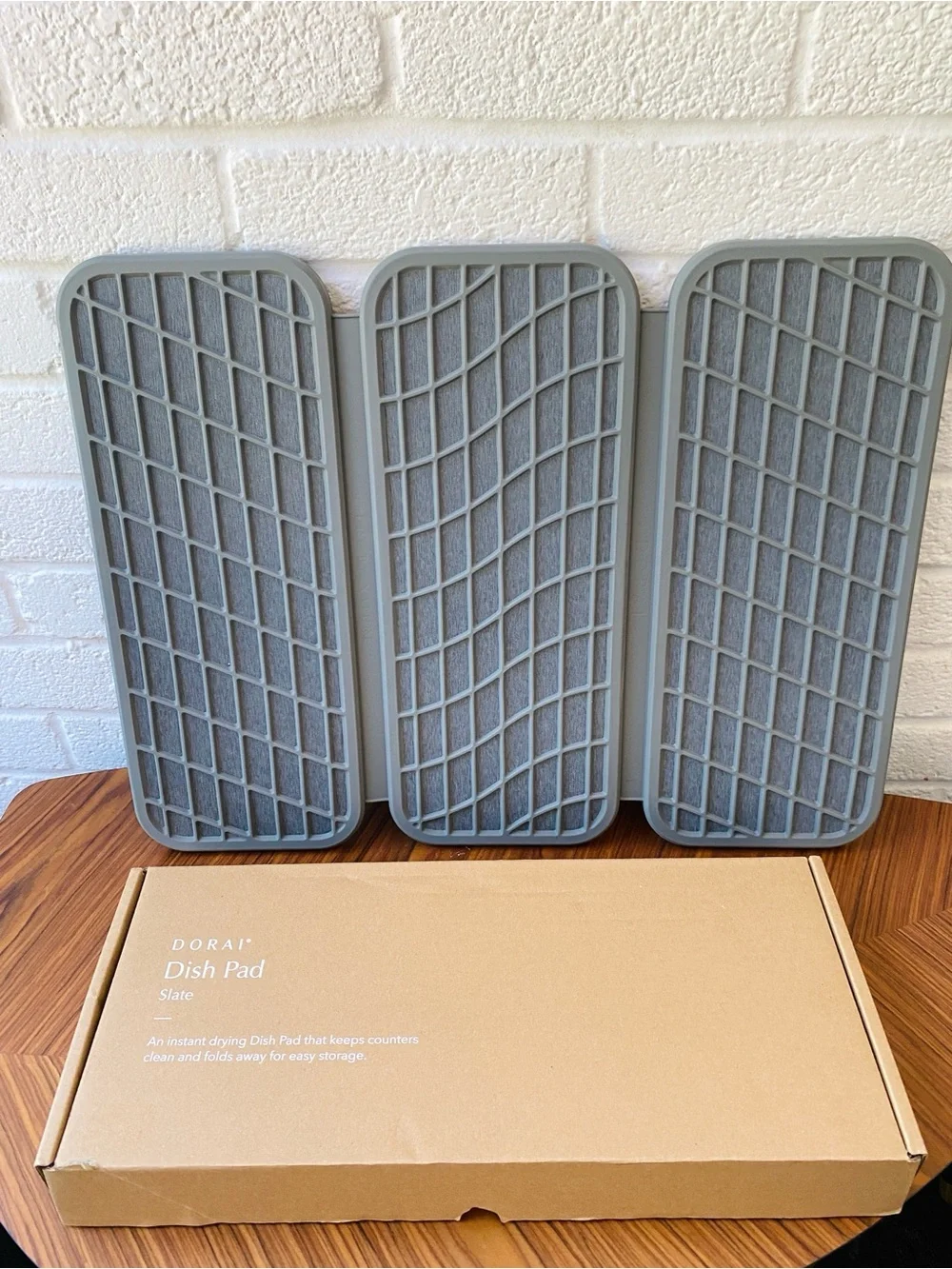 DORAI Dish Pad Foldable Dish Drying Mat Slate Gray Heavy
